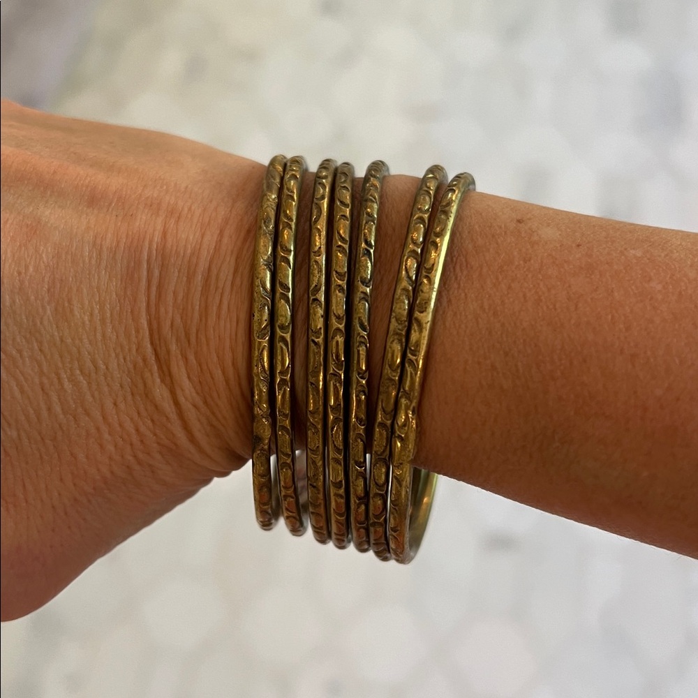 NWT Set of 7 Cooper Brass Bangles